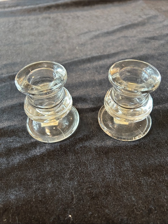 Other - Clear Glass Candle Holders Set of 2 - Home Accents